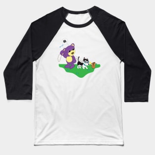 Mr.purple bear take snowy dog for a walk, dog will fight with squirrel, little husky dog, cute puppy, dog lover Baseball T-Shirt